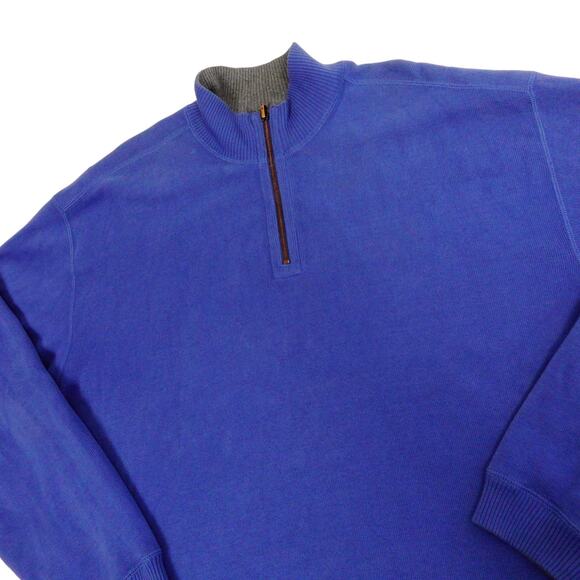 Tommy Bahama Mens Blue Gray Reversible 1/4 Zip Golf Embroidered Sweater XL - Picture 1 of 6